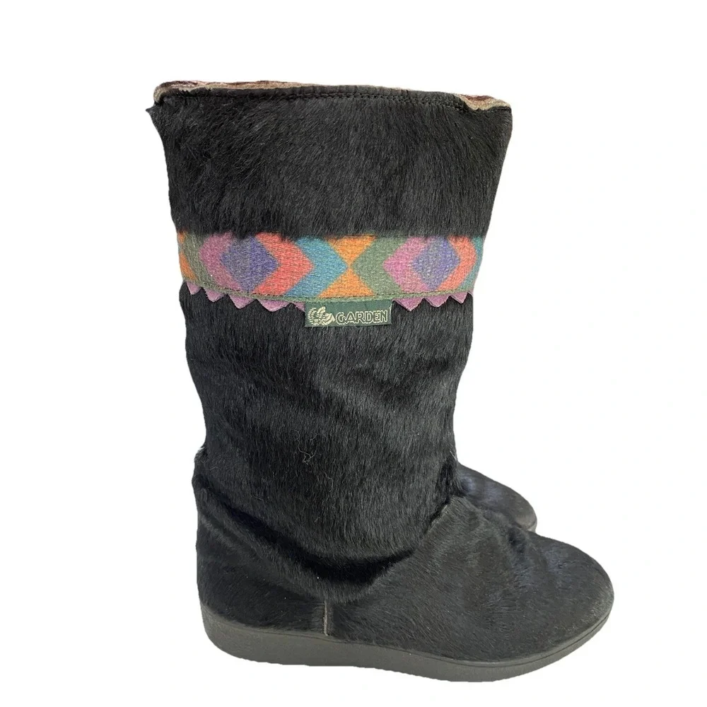 Garden Sport Womens Calf Hair Fur Winter Boots Size 38 Made In Italy Artsy Warm